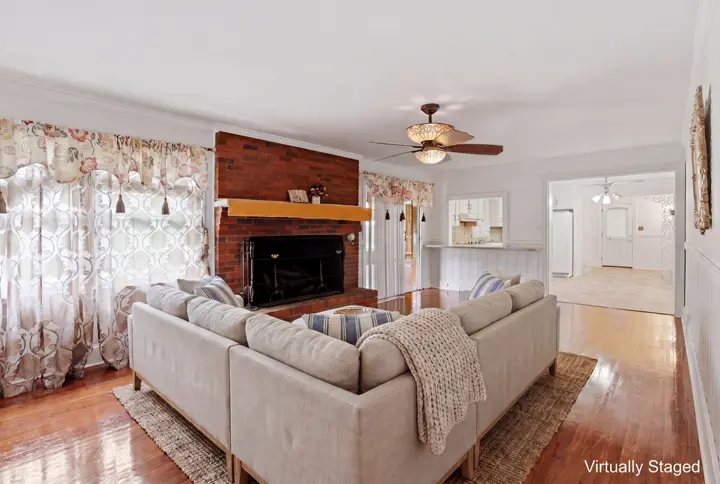 Virtually staged family room